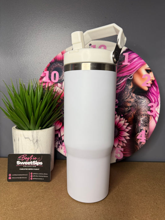 30oz Stainless Steel Tumbler with Top Handle - Coloured Lid
